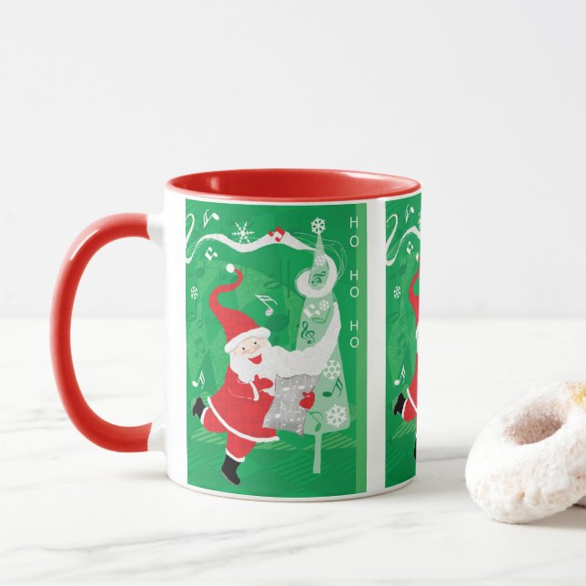 Mug Noël mignon, chant et danse Père Noël (Avec donut)