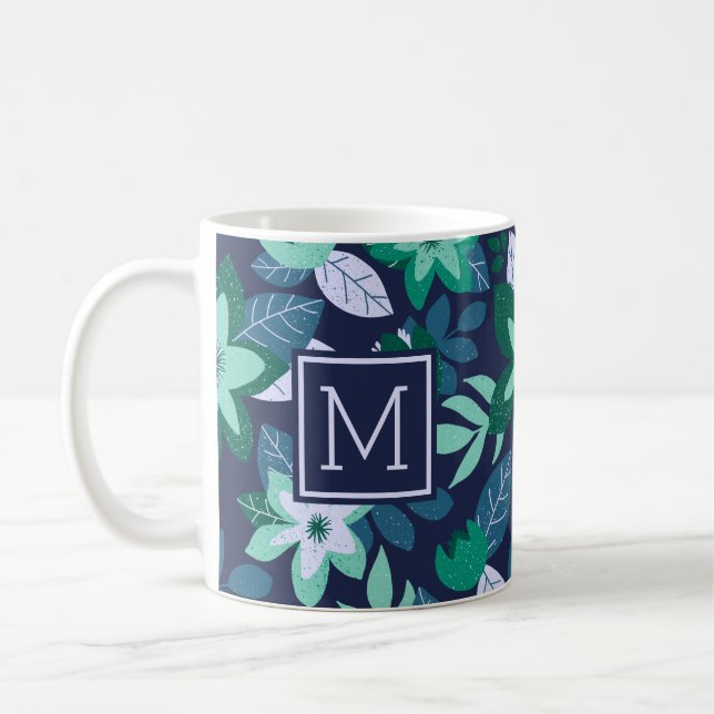 Mug Noël moderne Floral Vacances vertes (Gauche)