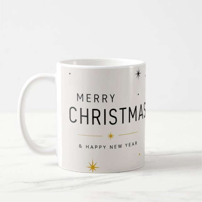 Mug Noël moderne jaune noir et blanc (Gauche)