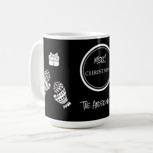 Mug Noël Moderne Personnalisé en Noir et Blanc