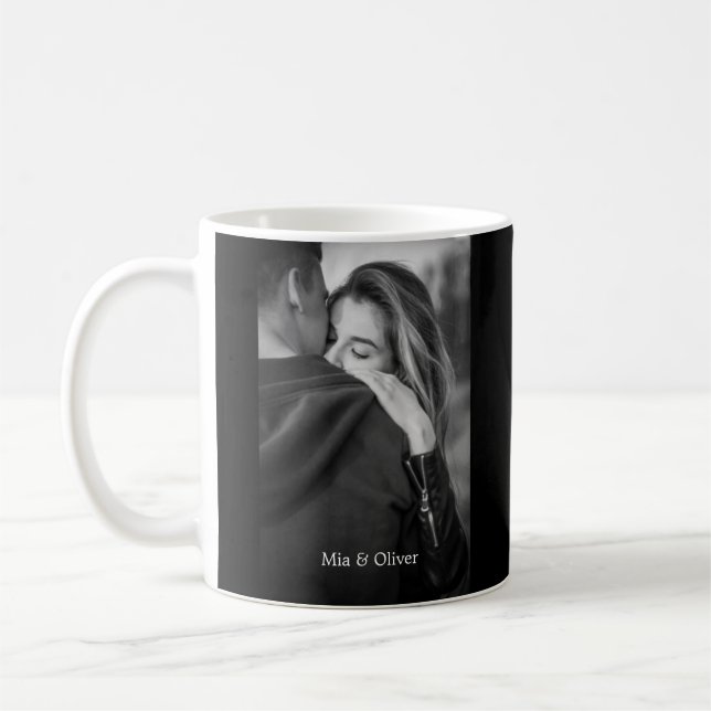 Mug Noël moderne photo en noir et blanc (Gauche)