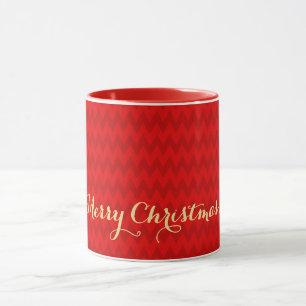 Mug Noël moderne Rouge Motif personnalisé Faux Gold No