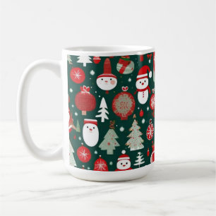 Mug Noël motif bonhomme de neige père Noël arbres déco