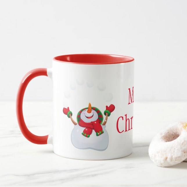 Mug Noël Mug-Snowman-Joyeux Noël (Avec donut)