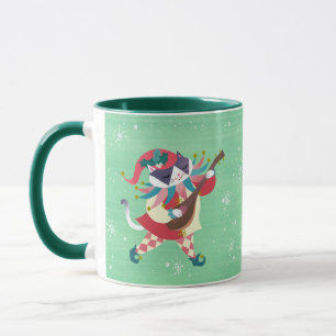 Mug Noël Musique Elfe Chat Vert