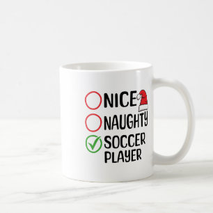 Mug Noël Nice Naughty joueur de football Noël Lis