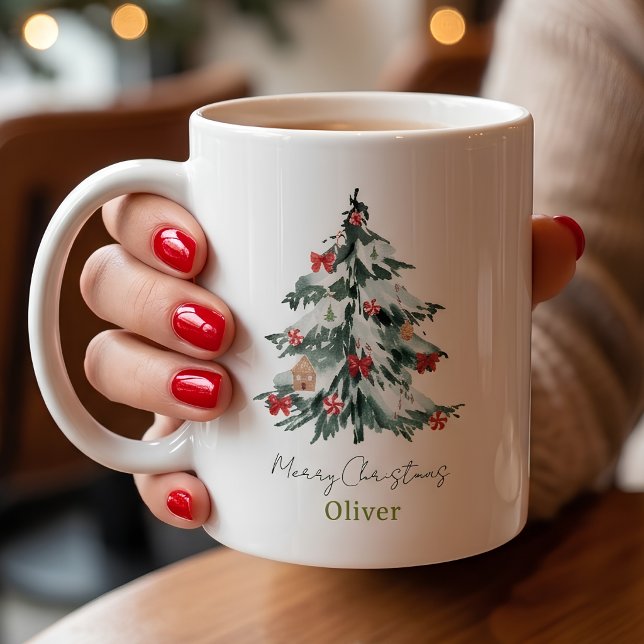 Mug Noël Nom Personnalisé Moderne (Créateur téléchargé)