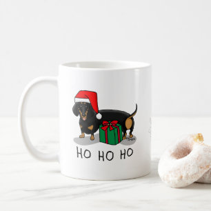 Mug Noël Père Noël Dachshund (S noir & tan) mignonne