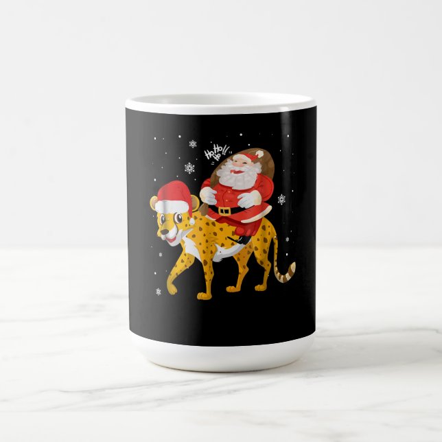 Mug Noël père Noël équitation cheetah cadeau xmas (Centre)