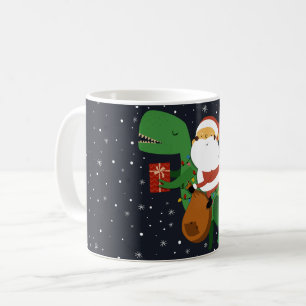 Mug Noël Père Noël T-rex Dinosaur Sleigh