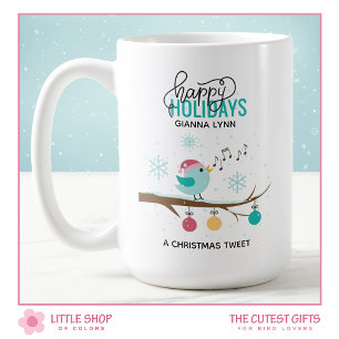 Mug Noël personnalisable d'oiseau musical qui chante