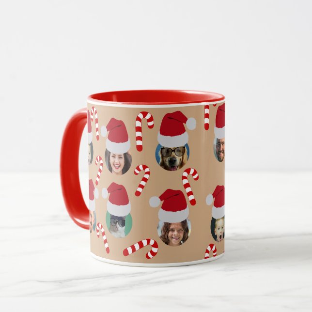 Mug Noël personnalisé drôle photo Chapeaux de Père Noë (Devant gauche)
