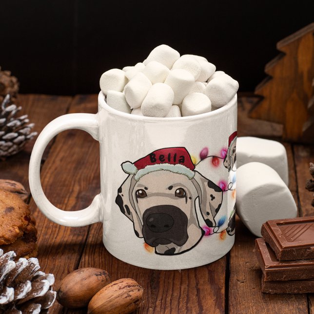 Mug Noël personnalisé Grand Dane Head Santa Hat Chien (Créateur téléchargé)