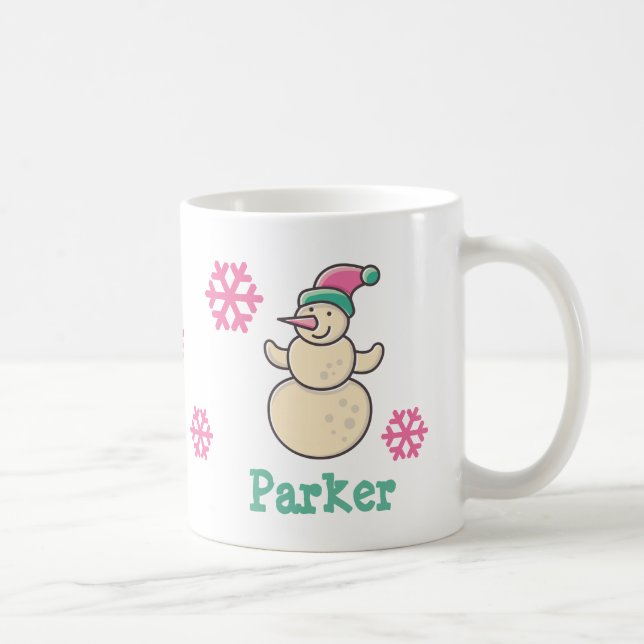 Mug Noël personnalisé mignon Snowman d'hiver (Droite)