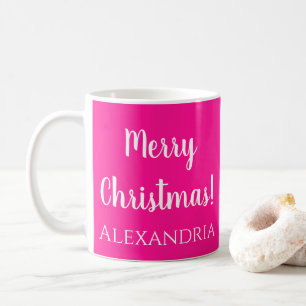 Mug Noël personnalisé rose chaud