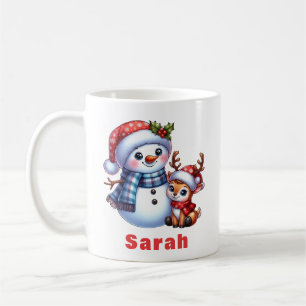 Mug Noël personnalisé Snowman & Reindeer