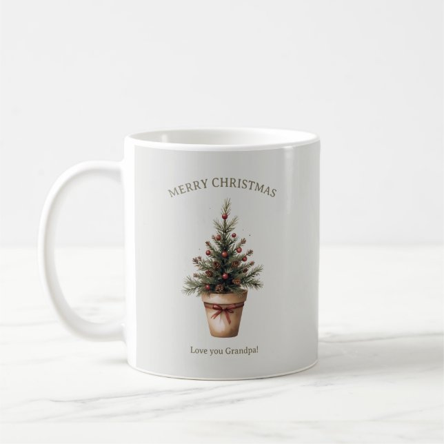 Mug Noël pinecone arbre rustique vacances sur mesure (Gauche)