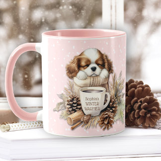 Mug Noël Pink Cavalier King Charles Puppy