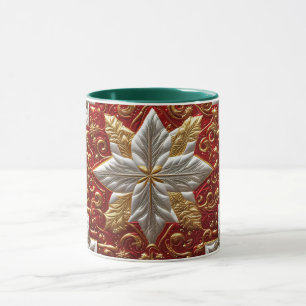 Mug NOËL ~ Piqué 3D ~ Rouge, Vert et Or ~