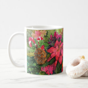 Mug Noel Poinsettia peinture aquarelle originale