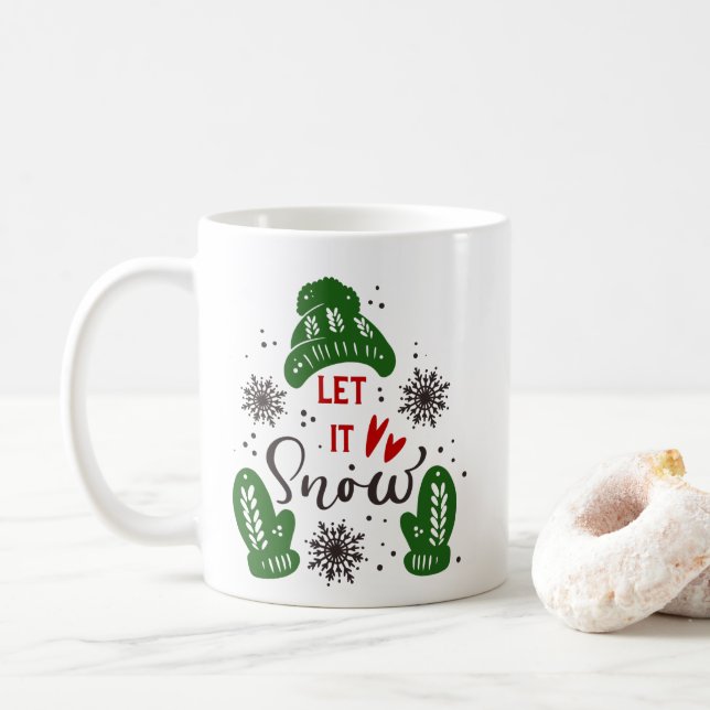 Mug Noël Qu'il neige rouge vert (Avec donut)