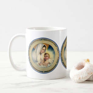 Mug Noël religieux vintage, Vierge et Enfant