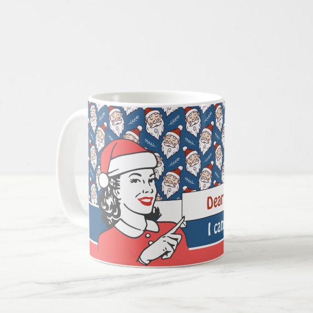 Mug Noël rétro Santa Claus rouge blanc et bleu (Devant gauche)