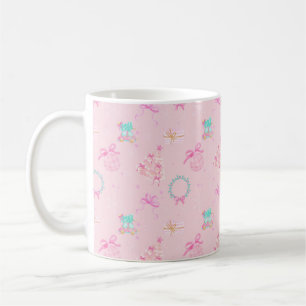 Mug Noël rose Coquette Bow Motif Sans Couture
