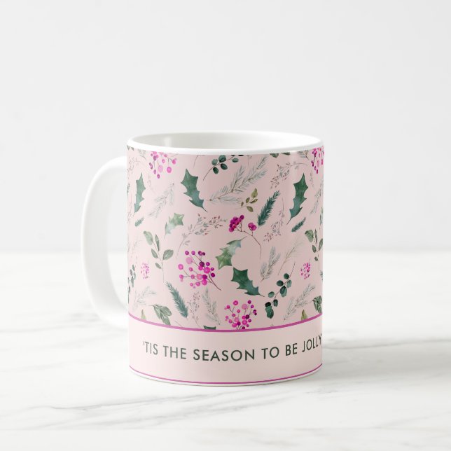 Mug Noël rose pâle (Devant gauche)
