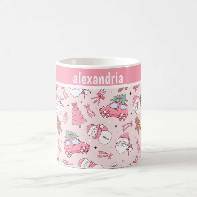 Mug Noël rose sans couture personnalisable (Centre)