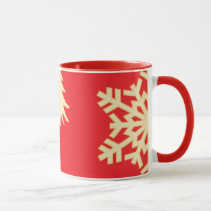 Mug Noël rouge avec des flocons de neige à la crème