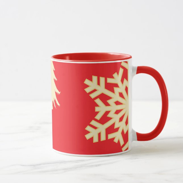 Mug Noël rouge avec des flocons de neige à la crème (Droite)