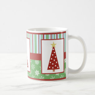 Mug Noël rouge d'arbre de point de polka de vacances