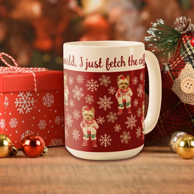 Mug Noël rouge du mignon Yorkshire Terrier (Créateur téléchargé)