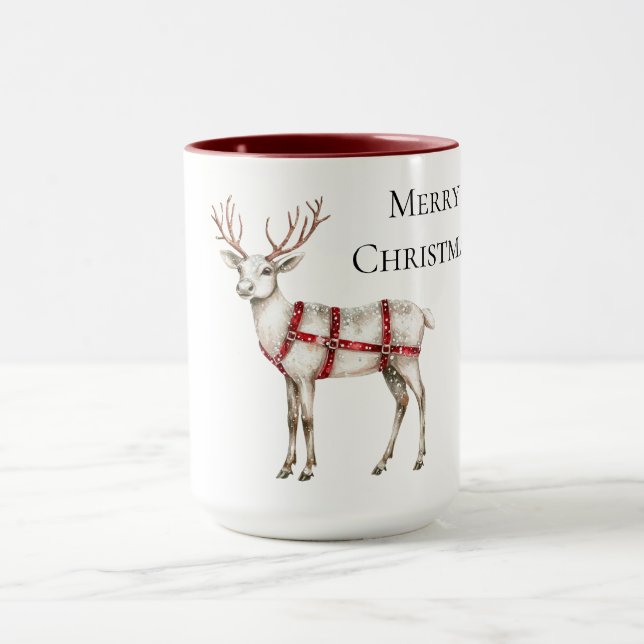 Mug Noel rouge menthe blanche cerf blanc (Centre)