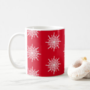 Mug Noël Rouge ornemental G Clef Snowflake Motif