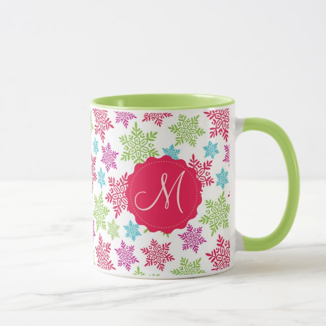 Mug Noël Rouge, vert, rose, bleu clair (Droite)