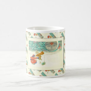 Mug Noël russe vintage, Père Noël avec un télescop