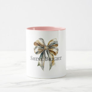 Mug Noel Rustic Green Bow personnalisé