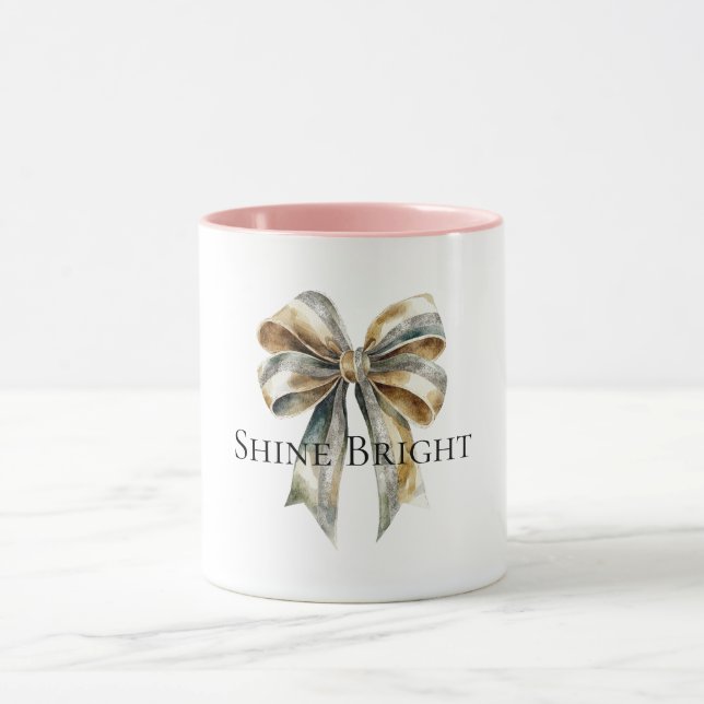 Mug Noel Rustic Green Bow personnalisé (Centre)