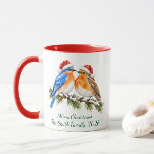Mug Noël rustique Amoureux Branche de pin Rouge Person