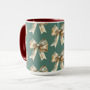 Mug Noël Rustique Chic Gold Bows