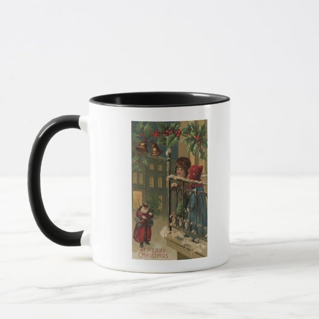 Mug Noël SalutationEnfants regarder Père Noël (Gauche)