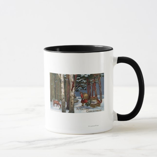 Mug Noël SalutationPère Noël à travers la forêt (Droite)