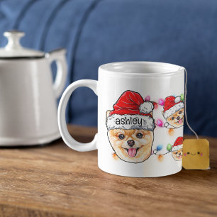 Mug Noël Santa Claus Poméranie Pet Chien tête