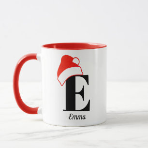 Mug Noël Santa Hat Personnalisé Monogramme & Nom