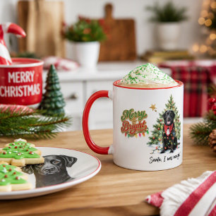 Mug Noël Santa J'étais Vilain Drôle Chien Lab noir