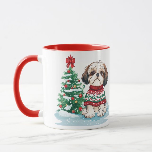 Mug Noël Shih Tzu Père Noël Chien (Gauche)