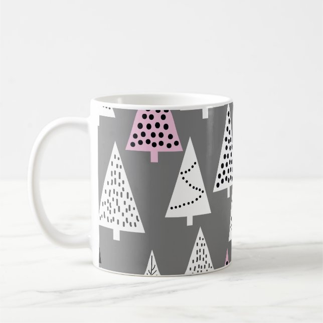 Mug Noël simple : Motif d'arbre Abstrait (Gauche)
