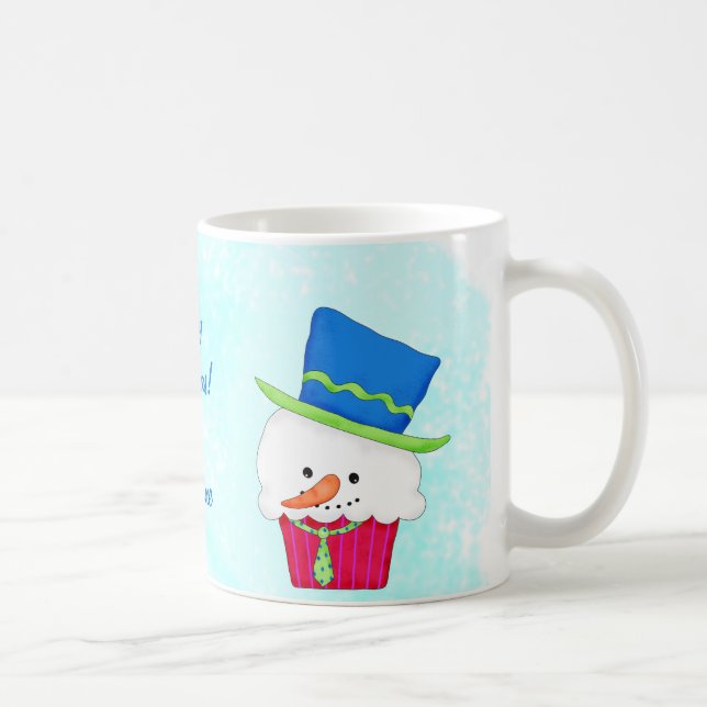 Mug Noël Snowman Cupcake Nom personnalisé (Droite)